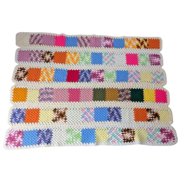 Handmade Granny Square Multicolor Knit Crochet Afghan Blanket Throw 46 X 60 inch - Picture 1 of 6